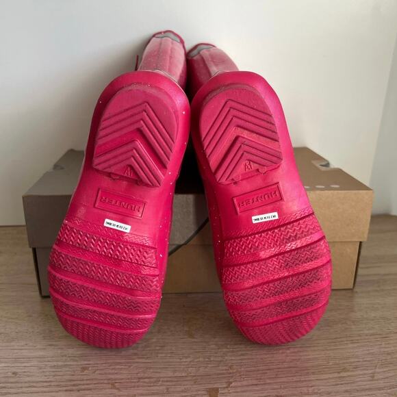 Hunter Original Tall Pink Glitter Buckle Boots Kids - SZ 3 Boy/ 4 Girl - Picture 3 of 8